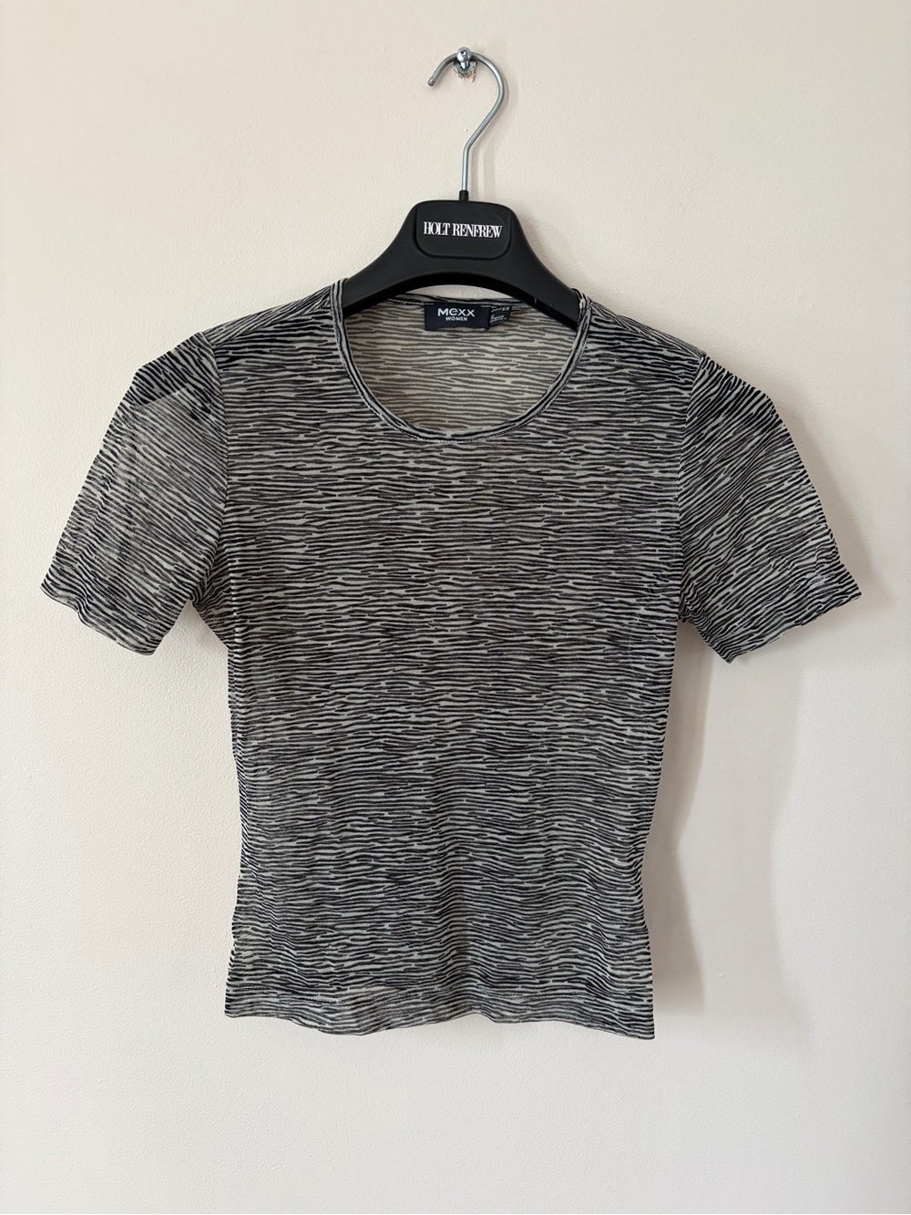 Mexx Women's Black & White Space-Dye Knit Tee